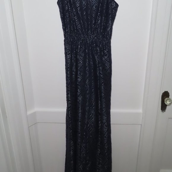 Lilly Pulitzer Navy Metallic Evening Floor Length Gown - Picture 4 of 9
